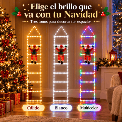 Papa Noel con escalera de Luces 2 Metros
