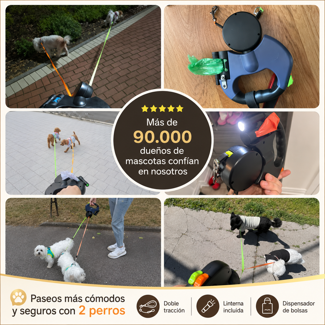 PetsManic™ Correa retráctil doble
