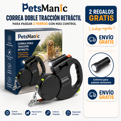 PetsManic™ Correa retráctil doble