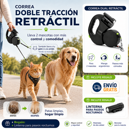 PetsManic™ Correa retráctil doble