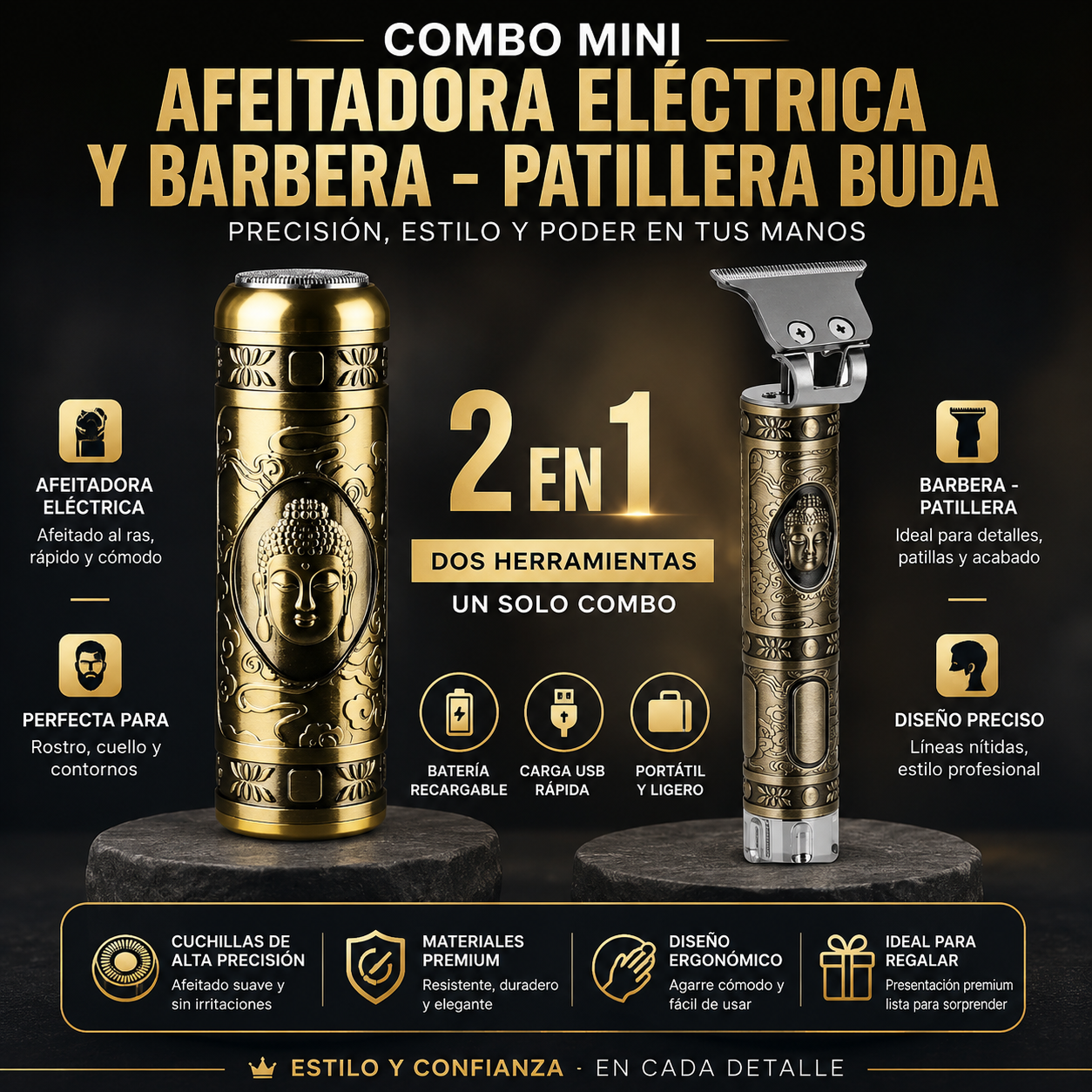 Combo Mini Afeitadora y Barbera Patiller