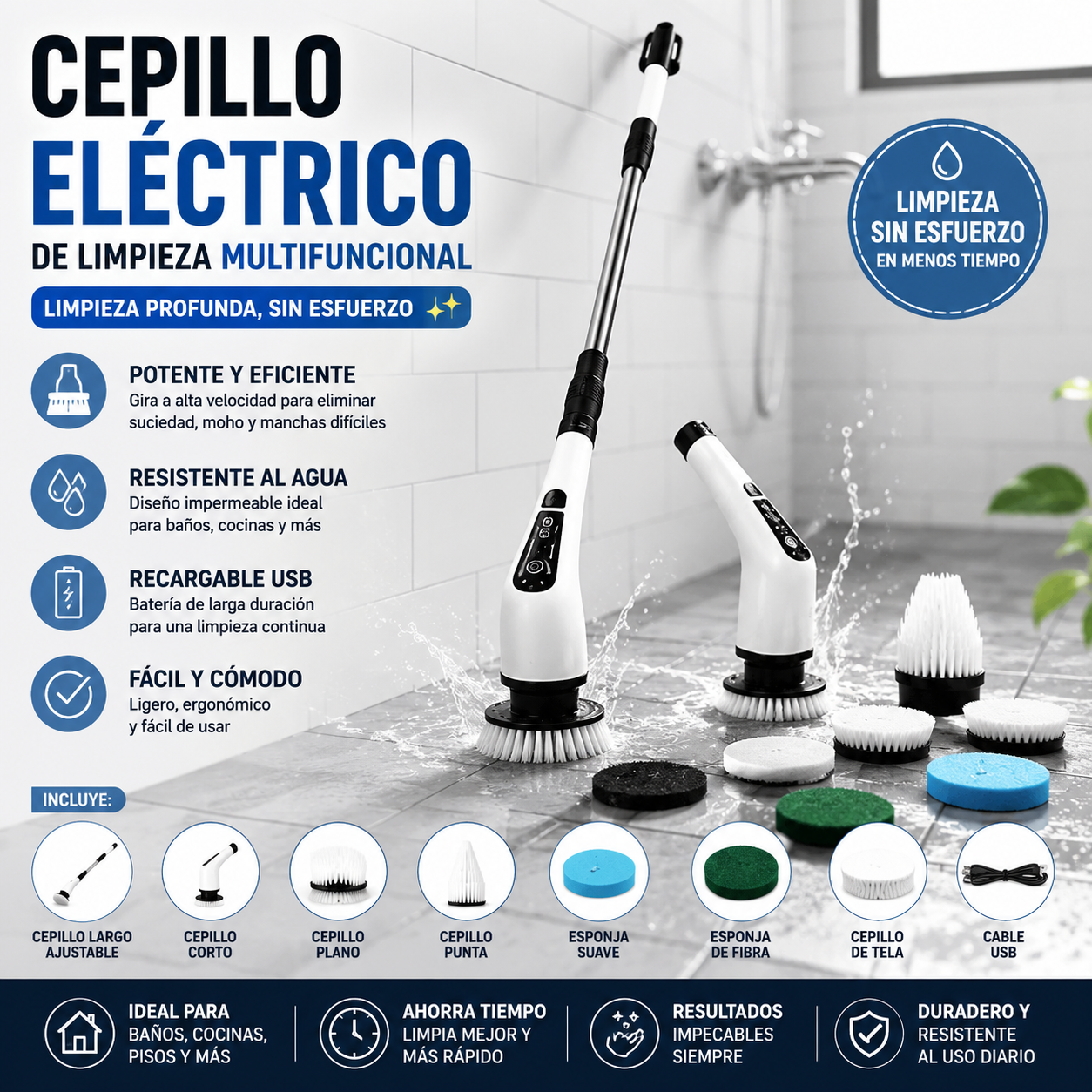 Cepillo de Limpieza Eléctrico 9 en 1