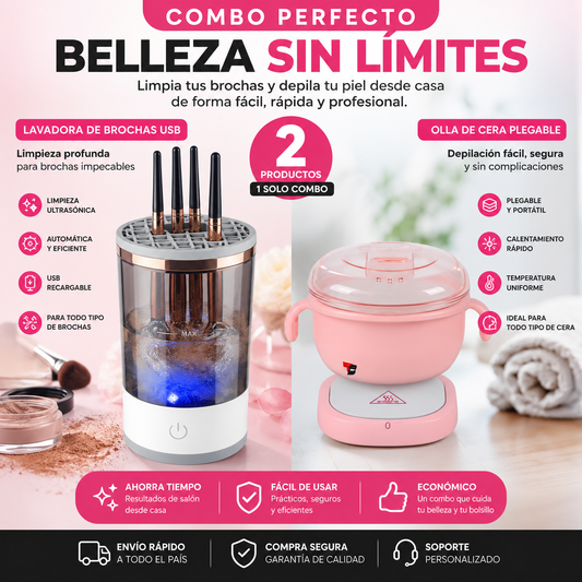 COMBO BEAUTY™ Limpiador de Brocha+ Olla De Cera Plegable