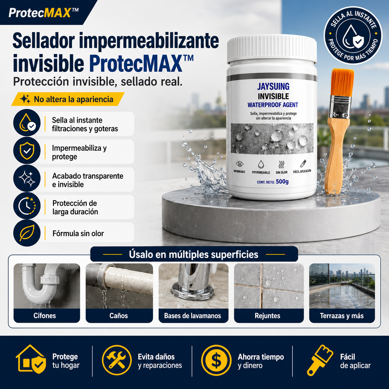Sellador impermeabilizante invisible ProtecMAX™