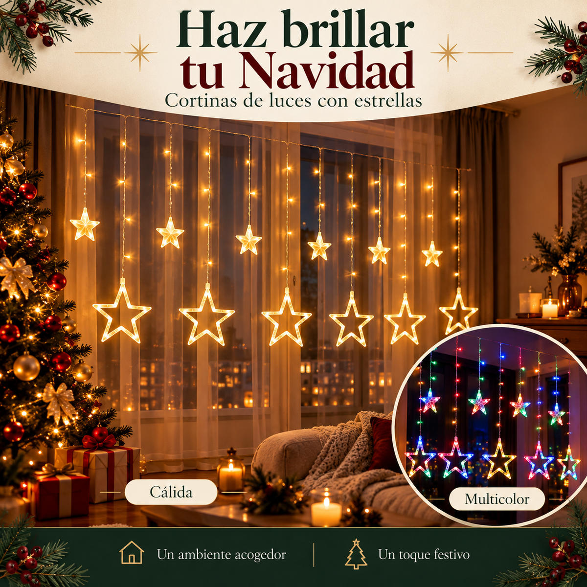 Cortina Punta Estrella Led